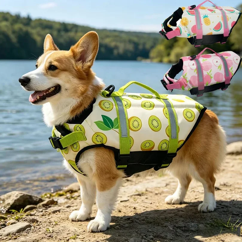 Summer Dog Life Jacket Reflective Adjustable Large Dogs Swimwear Safety Vest Surfing Sailboat Enhanced Buoyancy Pet Lifejackets
