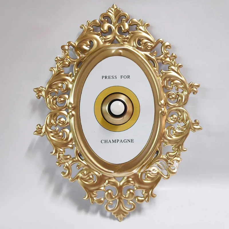 Creative Press for Champagne Bell Sign Decor Doorbell Ring Mini Press Doorbell Home Wall Decor Vintage Desktop Decorations
