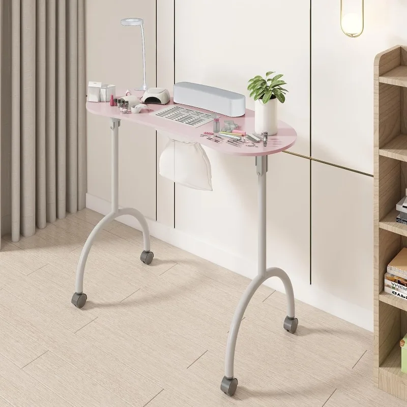 Nail table upgrade with vacuum cleaner waterproof panel corner roller buckle movable folding nail