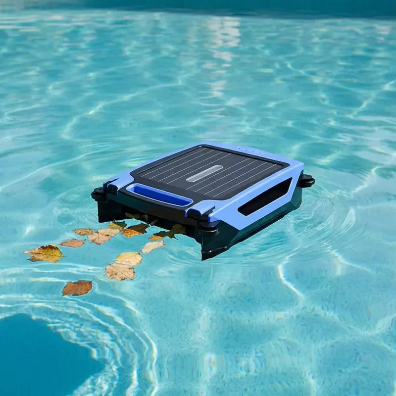 Smart Automatic Solar Powered Robotic Garden Pool Skimmer Cordless Surface Vacuum Cleaner IPX7 Waterproof Eco-Friendly for