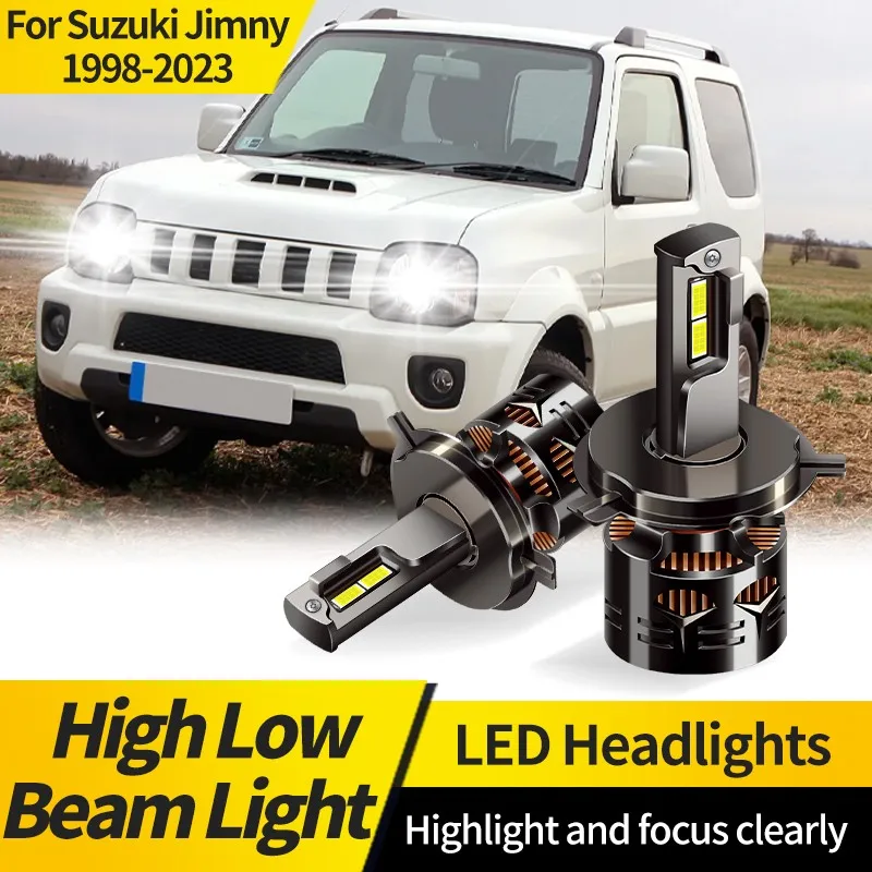 2PCS H4 LED Headlamps Bulbs For Suzuki Jimny 1998-2023 HB2 9003 High Low Beam Lights Car Headlights 30000LM Front Lamp for Cars