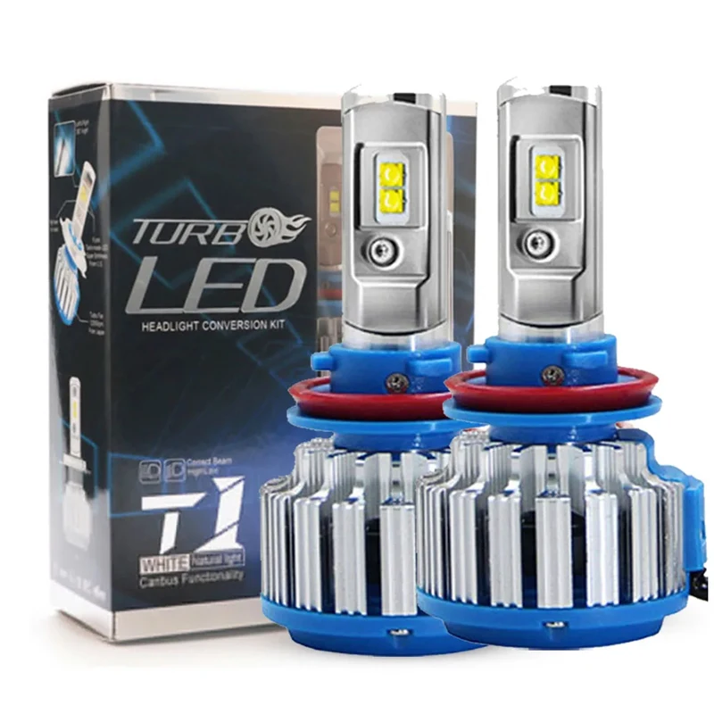 Turbo Led T1 H4 H7 Led Headlight 70W H1 H3 H11 9004 9005 9006 9007 881 6000K 7000LM Car Light H13 Canbus Led Bulb White