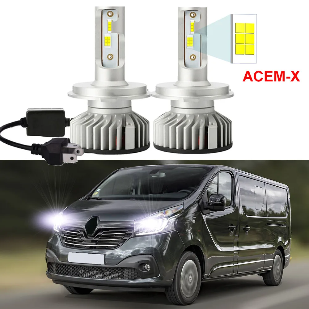 2Pcs Car LED Headlight Bulbs For Renault Trafic X82 2014 2015 2016 2017 2018 2019 Accessories LED High Low Beam Canbus 6500K