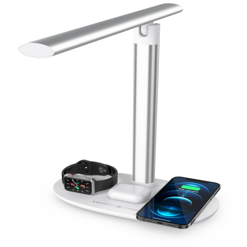 3 in 1 Multifunctional Desk Lamp Wireless Charger with Bluetooth Speaker Dimmable Night Light for Home Office Bedroom