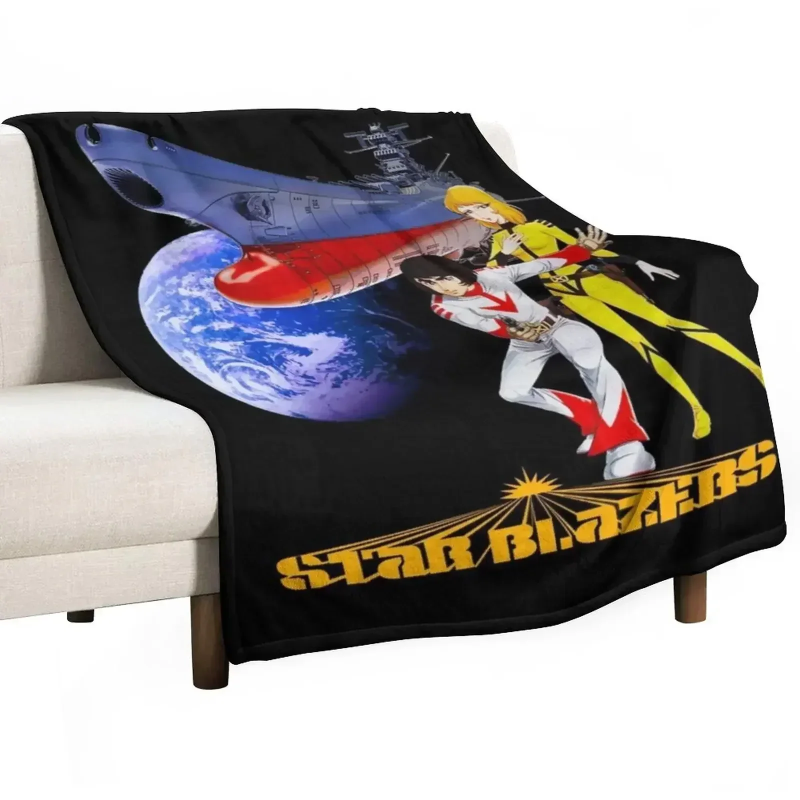 Star Blazers Classic T-Shirt Wild Star And Nova Throw Blanket Retros Flannel Plaid on the sofa Polar Blankets