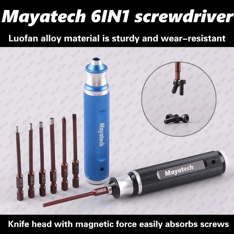 6-in-1 Hex Screwdriver Tool Kit Magnetic Repair Wrench Set for RC Helicopter Drone Aircraft Model