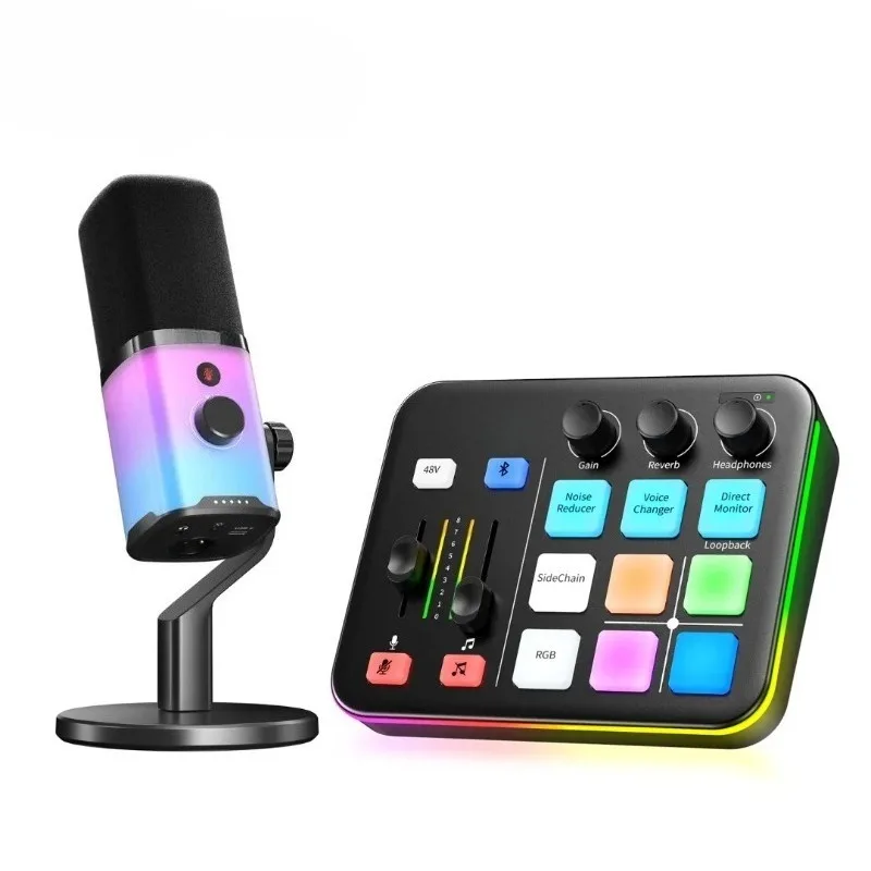 PD100X G1 NEO All in One Gaming Gear Audio Mixer Microphone Live Stream Direct Monitor Bluetooth Programmable RGB Light