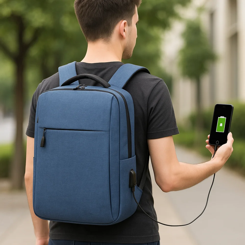 Large Capacity Computer Rucksack Oxford Cloth with USB Charging Port Business Travel Backpack Premium Sense Leisure Tablet Bag
