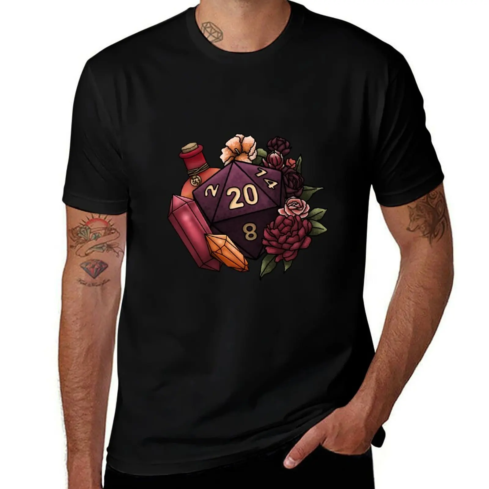 Sorcerer Class D20 - Tabletop Gaming Dice T-Shirt Retro Graphic Print T-Shirt