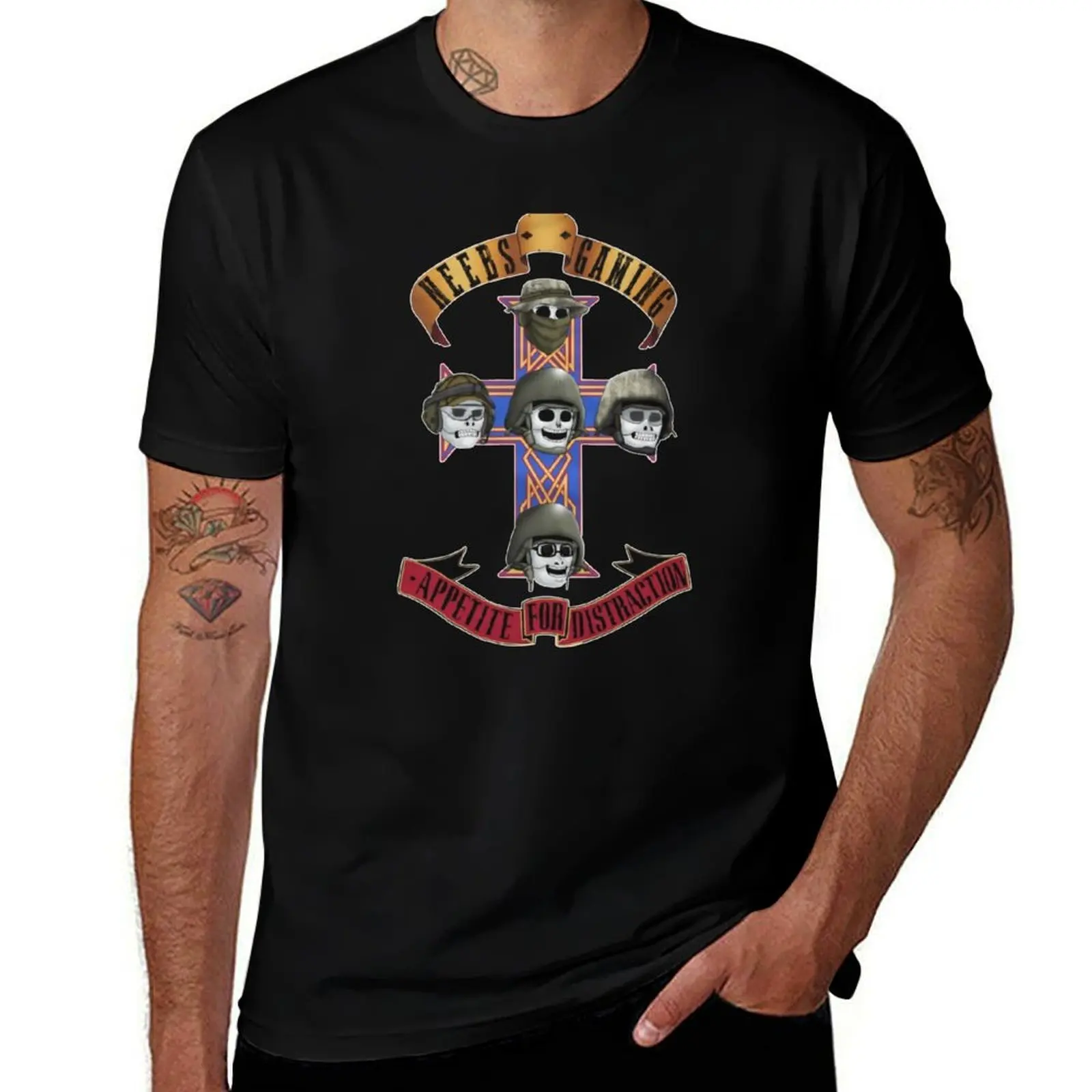 Neebs Gaming Appetite for Distraction T-Shirt Big and Tall Solid Color T-Shirt