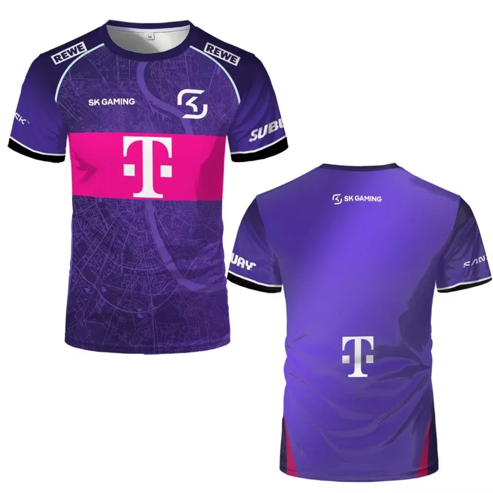 SK Gaming 2026 Style Esports Team T-Shirt, Men's Casual Sports Top, Breathable Outdoor Training Uniform for Gaming Fans