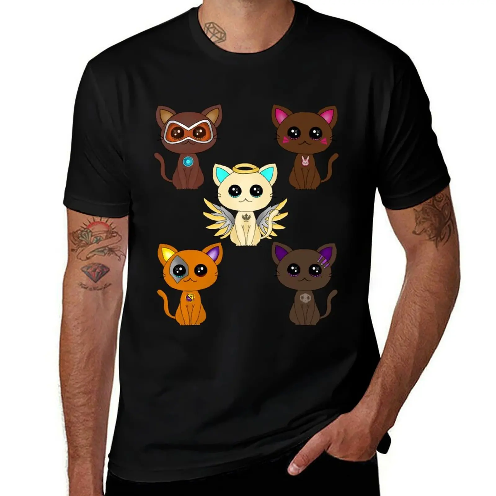Cute Overwatch Gaming Cats T-Shirt Plus Size Summer Short Sleeve T-Shirt