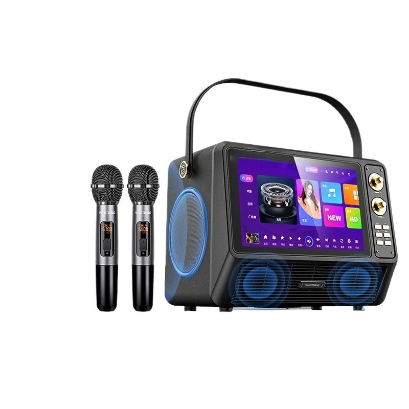 Retro Bluetooth Lyrics Speaker Home Audio Karaoke Microphone All-in-One Home Living Room Surround Gift