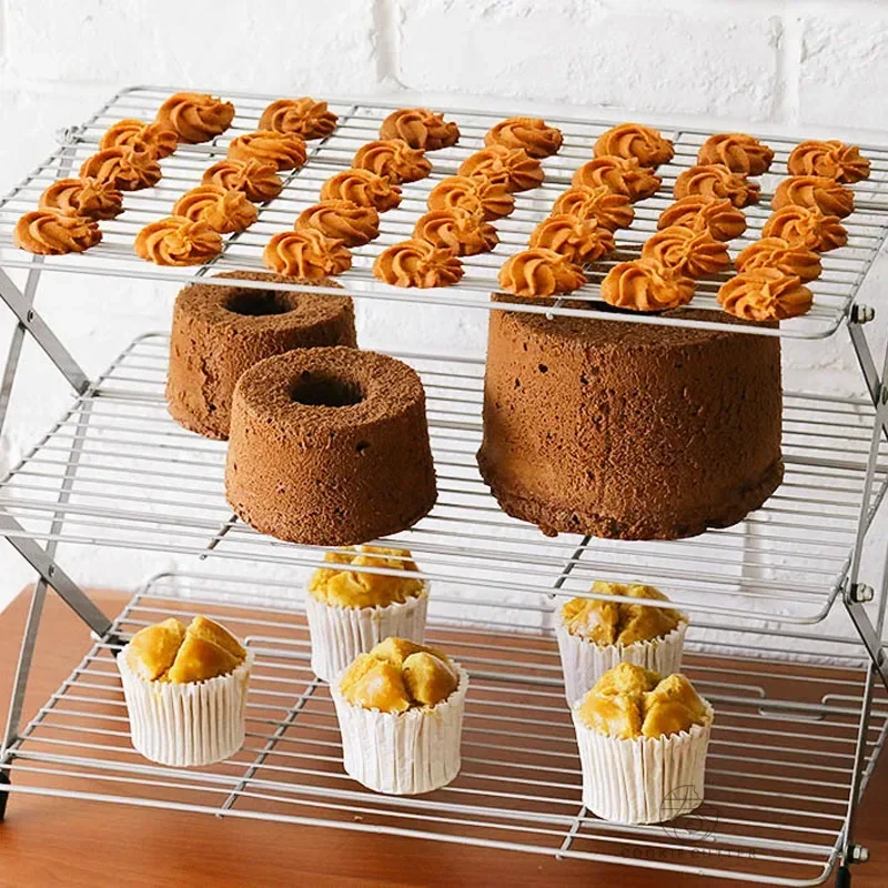 Foldable Multi-Layer Cake Cooling Rack Non-Stick Heat Dissipation Pastry Baking Tool Space-Saving Kitchen Accessory