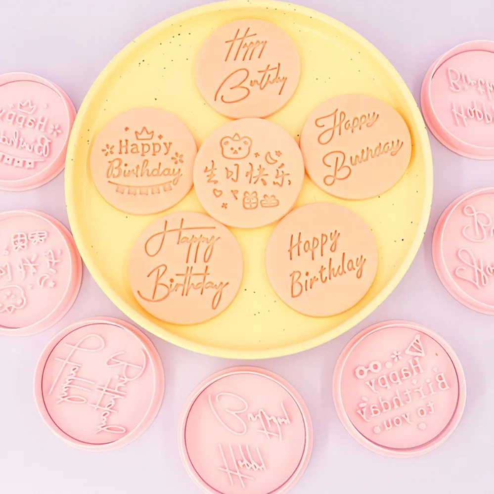 Happy Birthday Cookie Cutters Biscuit Mold Stamp Kitchen Baking Pastry Bakeware Dessert Baking Supplies