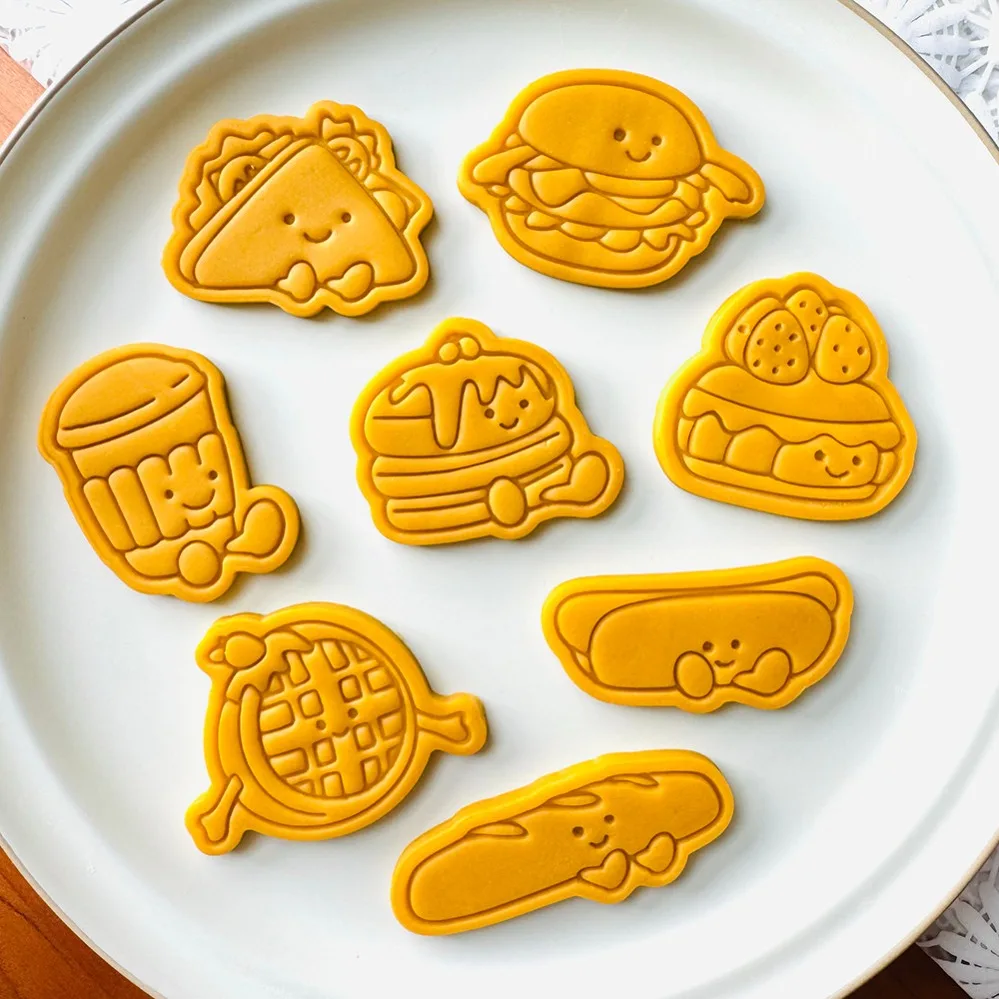Cute Burger Sandwich Cookie Cutters Cartoon Cake Biscuit Mold Cookie Stamp Kitchen Baking Pastry Bakeware Dessert Supplies