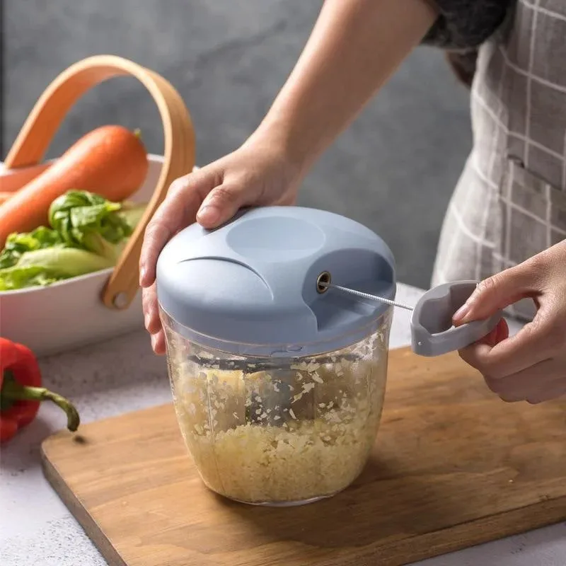 500ML Hand Chopper Manual Rope Food Processor Silcer Shredder Salad Maker Garlic Onion Cutter Kitchen Tool Accessories