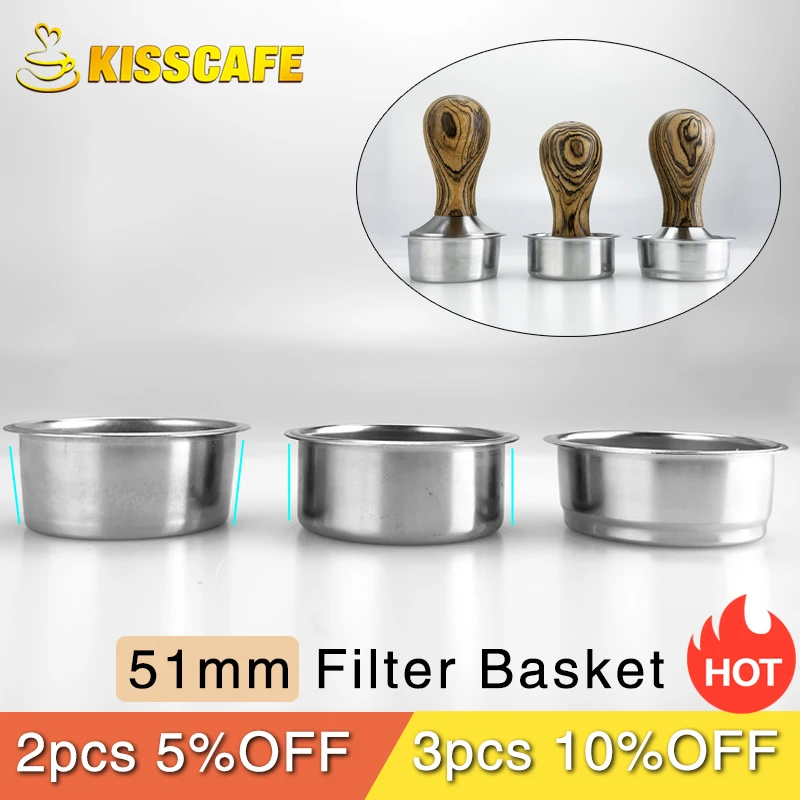 51mm Coffee Filter Cup Non Pressurized Filter Basket For Breville Delonghi Filter Krups Coffee Products Kitchen Accessories