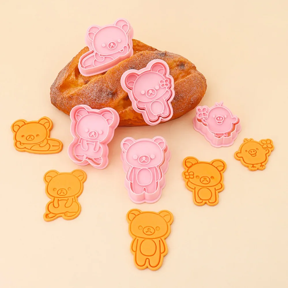 Cookie Cutters Cartoon Bear Biscuit Mold Stamp Kitchen Baking Pastry Bakeware Dessert Baking Supplies