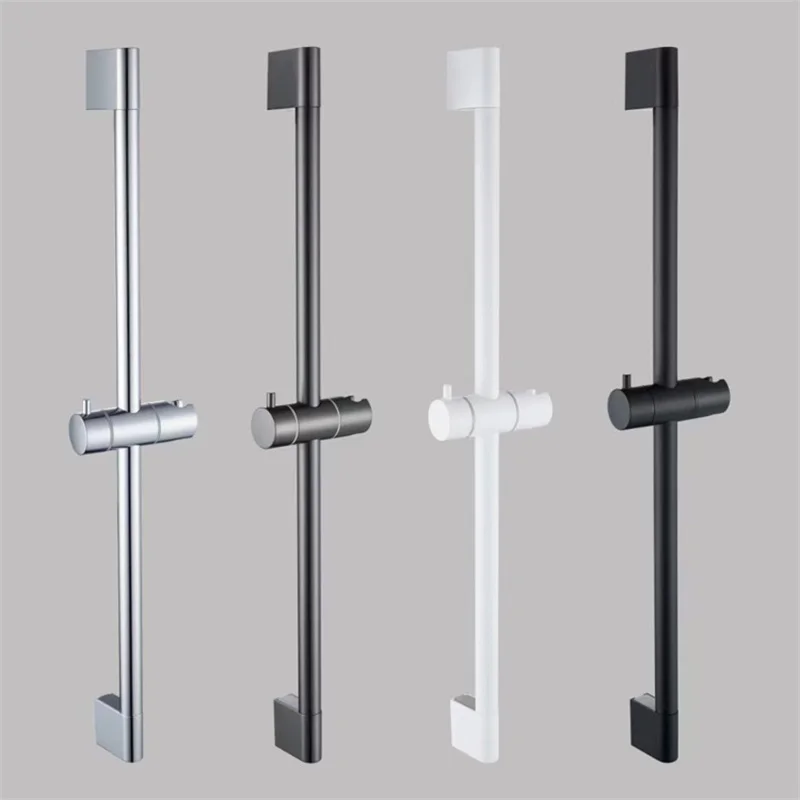 Adjustable Shower Bar Lifting Rod Extendable Wall Mount Shower Horizontal Bar Column Black White Chrome Bathroom Riser Slide