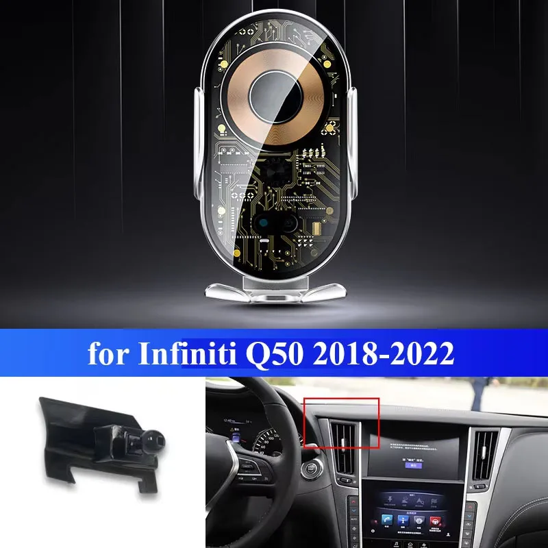 30W Wireless Charger Automatic Car Phone Holder Car Air Vent Stand for Infiniti Q50 QX60 QX50 2018 2019 2020 2021 2022 2023 2024