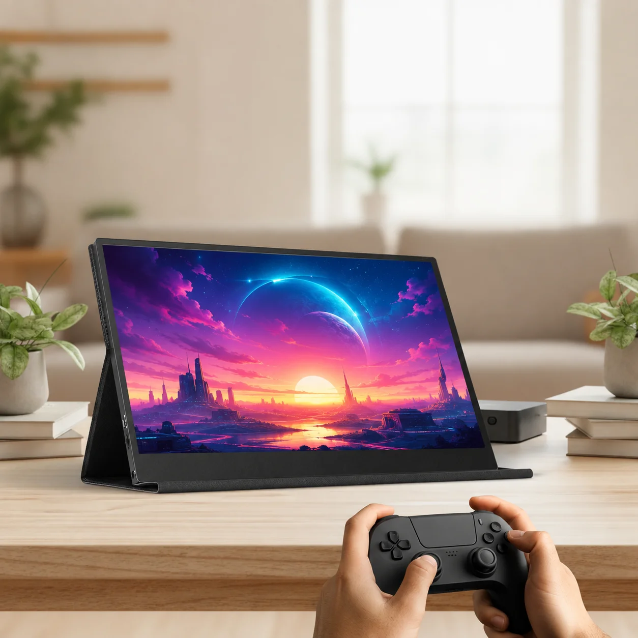 13.3 Inch OLED Portable Gaming Monitor FHD Screen 1ms Response Time 100% DCI-P3 Mini PC Monitor IPS Compatible Laptop External