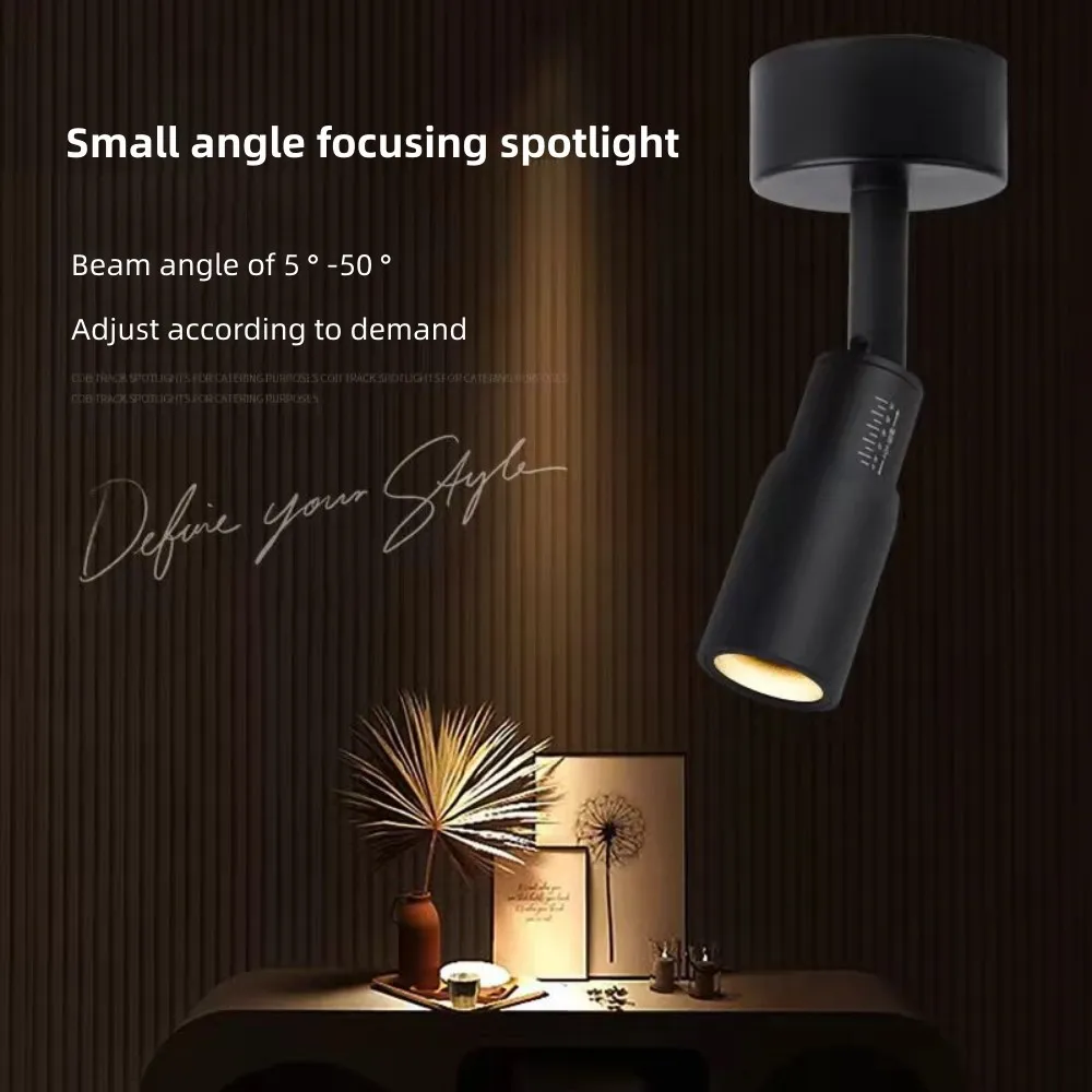 LED Light 360 Degree Rotating Zoom Spotlight, Focal Point Household Ceiling Light COB Light, Company Restaurant Store