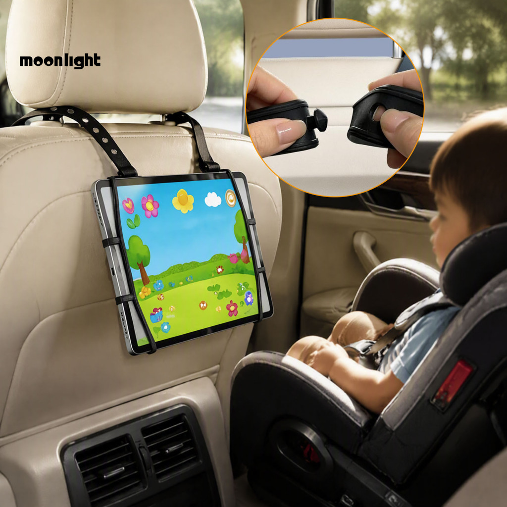 Silicone Car Tablet Holder for 7.5-12.9 Tablets Adjustable Headrest Strap Mount Anti-slip Non-glare Washable Portable Ba