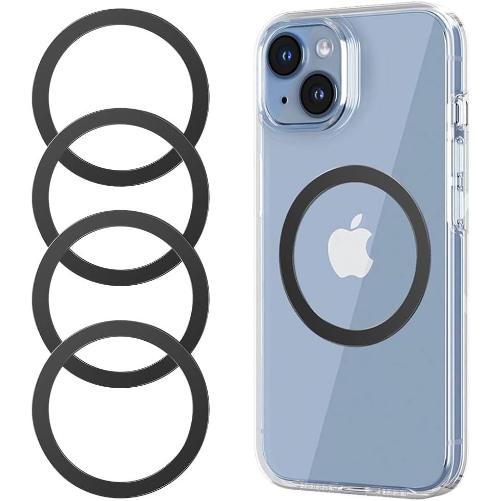 for MagSafe Sticker,4 PCS,Ultra-Thin(0.4mm) Metal Ring for Kindle/Pop Socket Magnetic Wallet Grip Wireless Charger Case