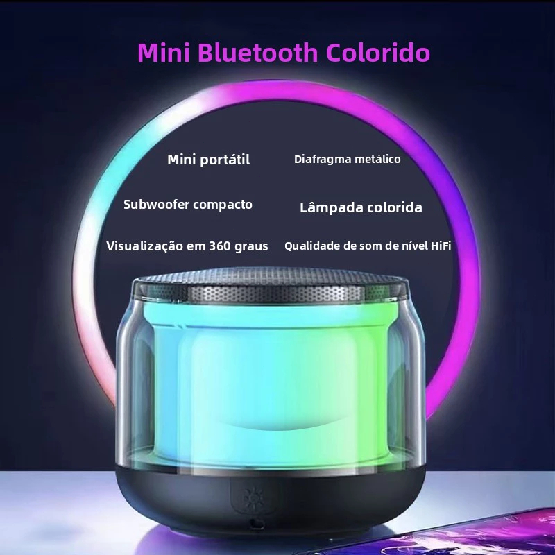 Mini Bluetooth Speaker with Colorful RGB Light | HiFi Sound 360° | TWS Stereo | Portable for Home and Party