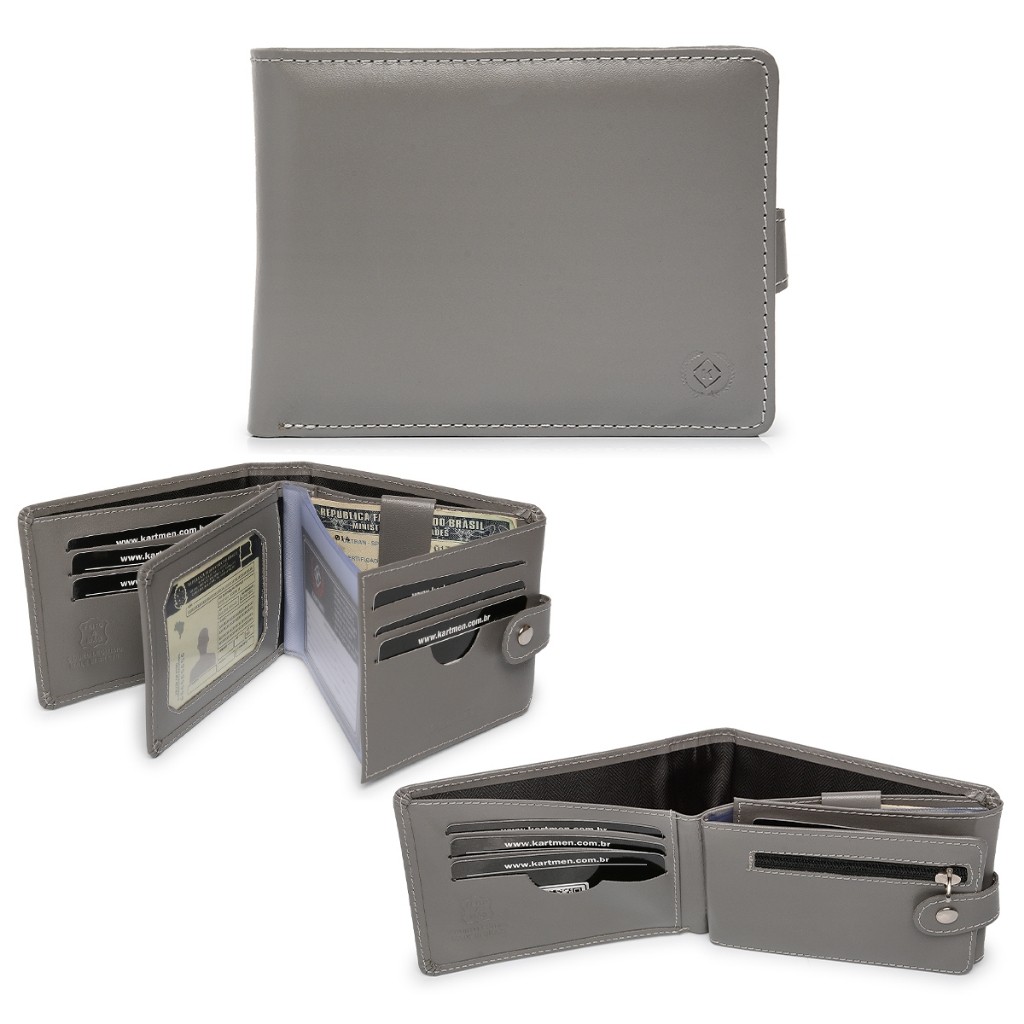 Carteira Masculina Kartmen Couro Premium Legítimo + Chaveiro Caixa Presente Premium