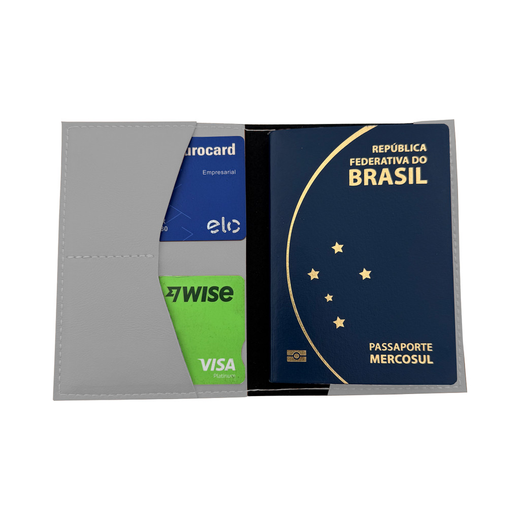 Porta Passaporte Premium em Couro Sintético Branco