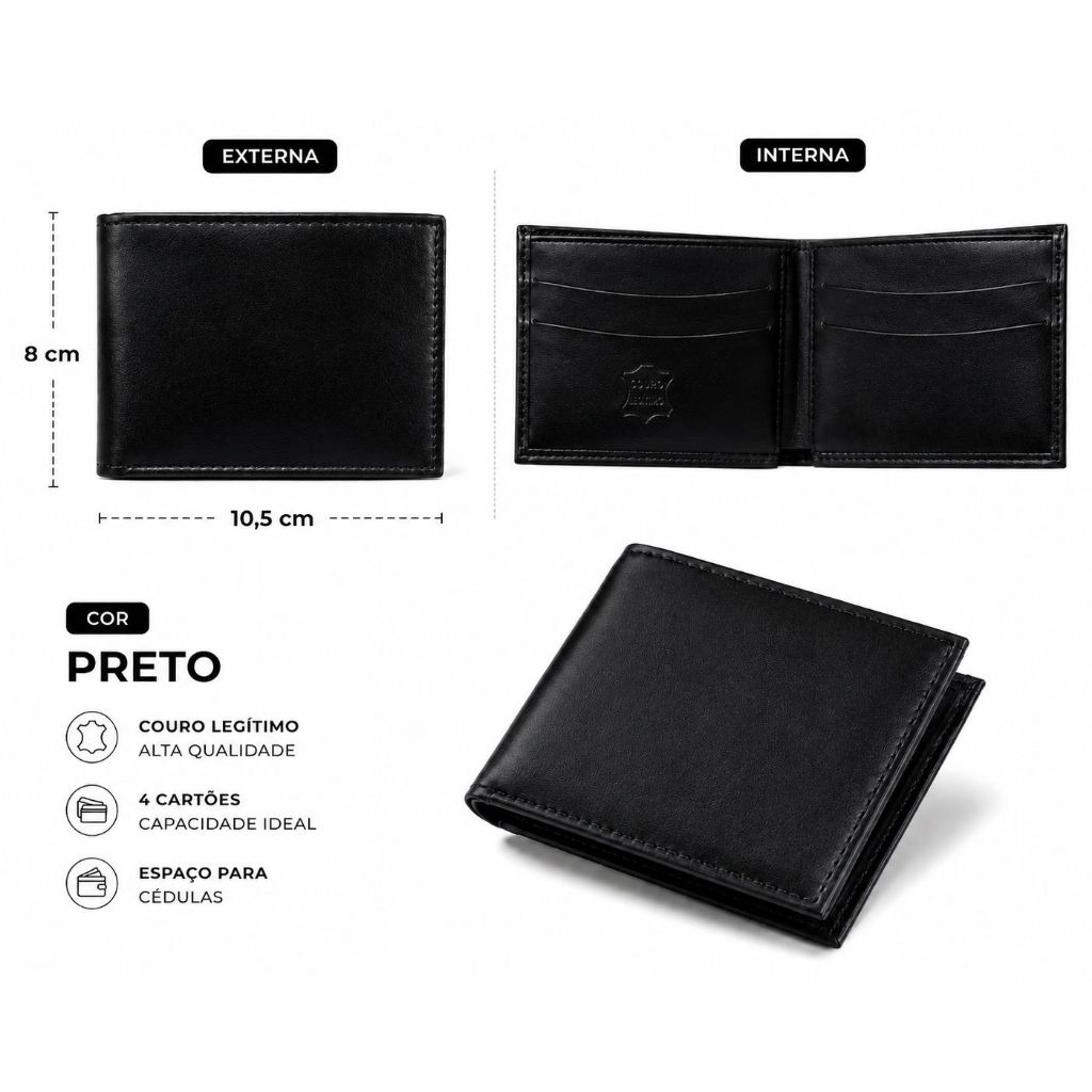 Carteira Masculina Couro Legítimo