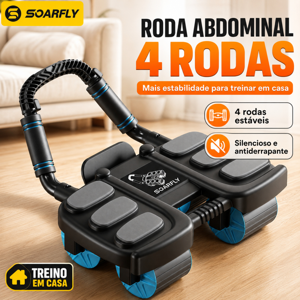 SOARFLY Smart 4-Wheel Abdominal Roller with Automatic Rebound for Home Workout