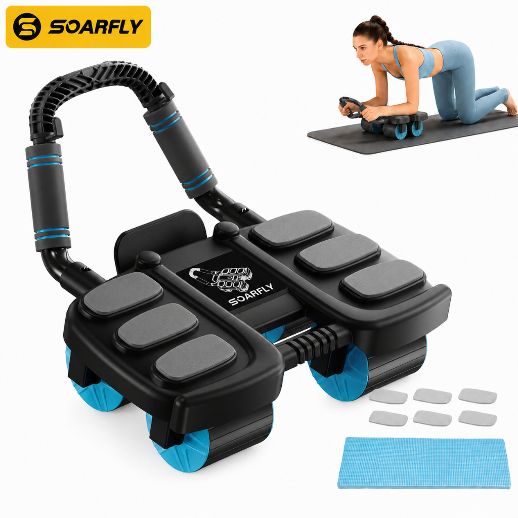 SOARFLY Abdominal Wheel with Forearm Support, Automatic Return, with 6/8 Elbow and Knee Support