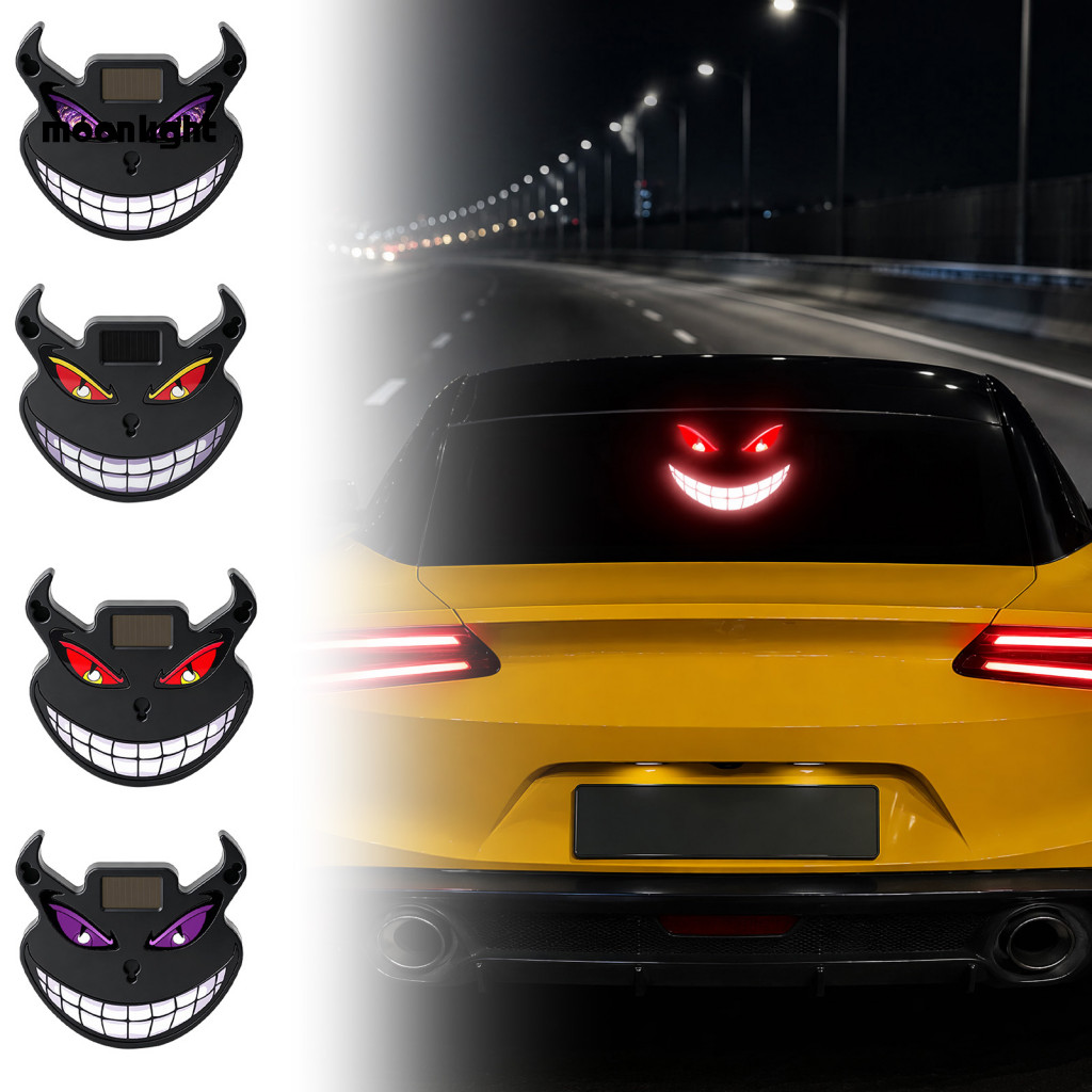 Demon Eye Car Window Light No Drill Suction Cup Devil Lamp Solar Rechargeable Decorative Led for Cars Suvs Trucks Windsh