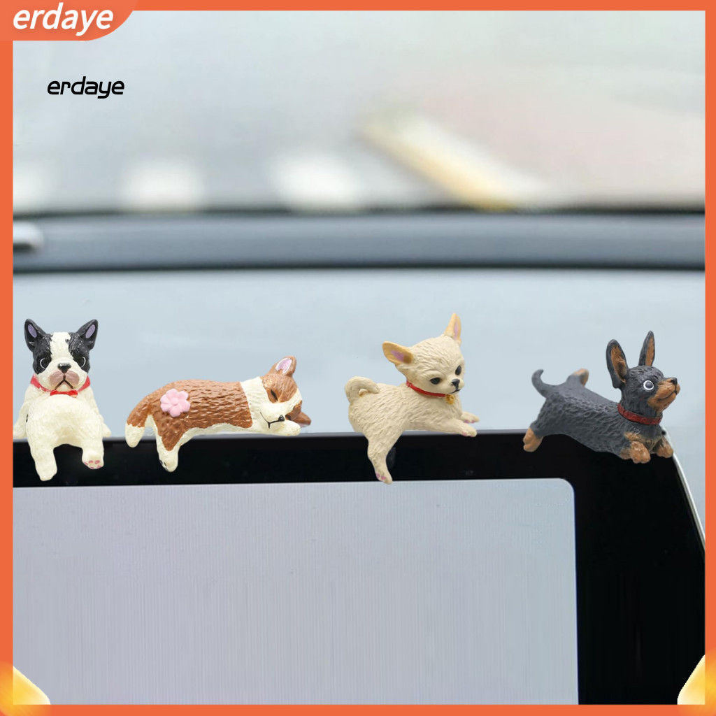 5 Pcs Mini Cute Dog Figurines for Car Dashboard Office Desk Pc Monitor Decoration – Adorable Plastic Toys Perfect for