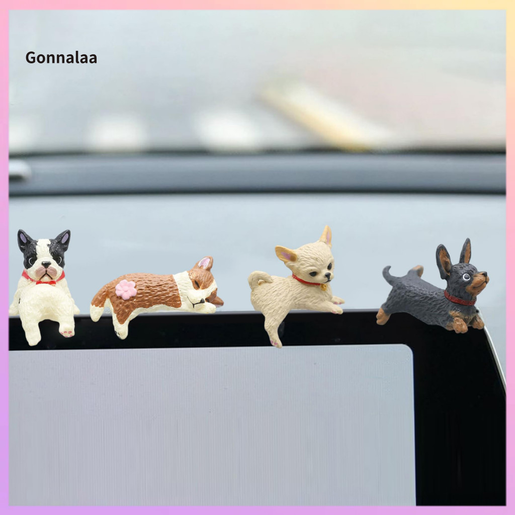 5 Pcs Mini Cute Dog Figurines for Car Dashboard Office Desk Pc Monitor Decoration – Adorable Plastic Toys for Home and