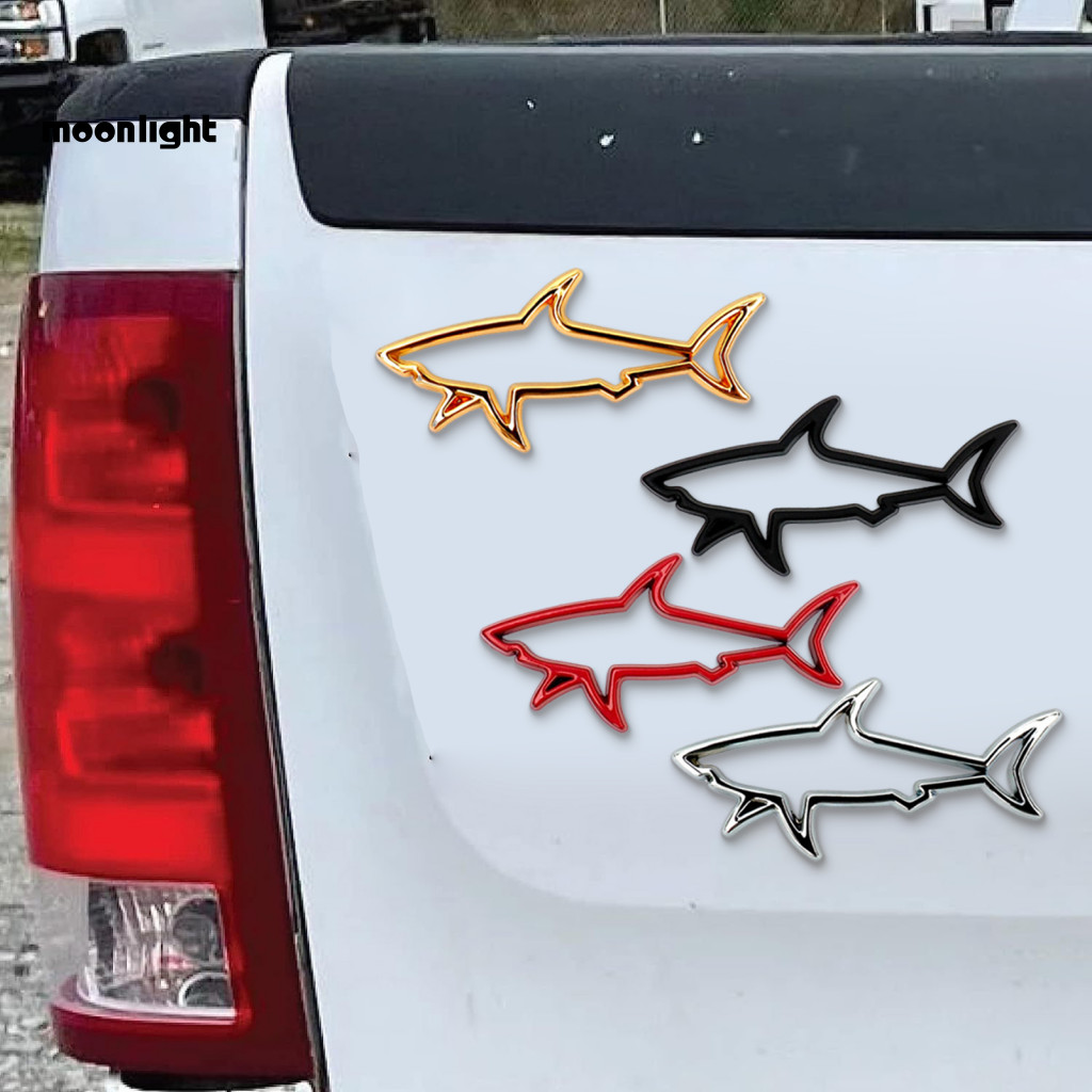 Zinc Alloy 3d Shark Car Sticker Hollow Decal for Motorcycle Electric Vehicle Side Badge Waterproof Metal Emblem for Cars