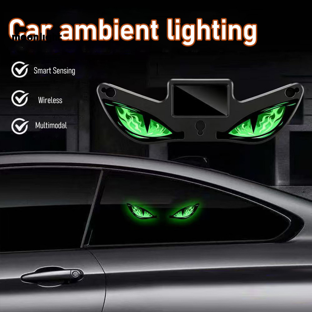 Solar Devil Eyes Led Windshield Light with Magnetic Mount 3 Modes Digital Panel Car Warning Sign Atmosphere Lamp for Car