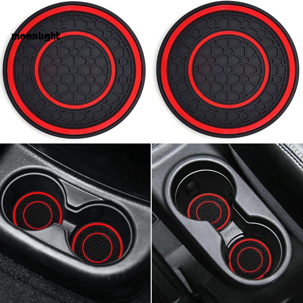 2pcs Car Cup Coasters Heat-resistant Non-slip Waterproof Groove Pattern Universal Holder Accessories for Auto Interior S