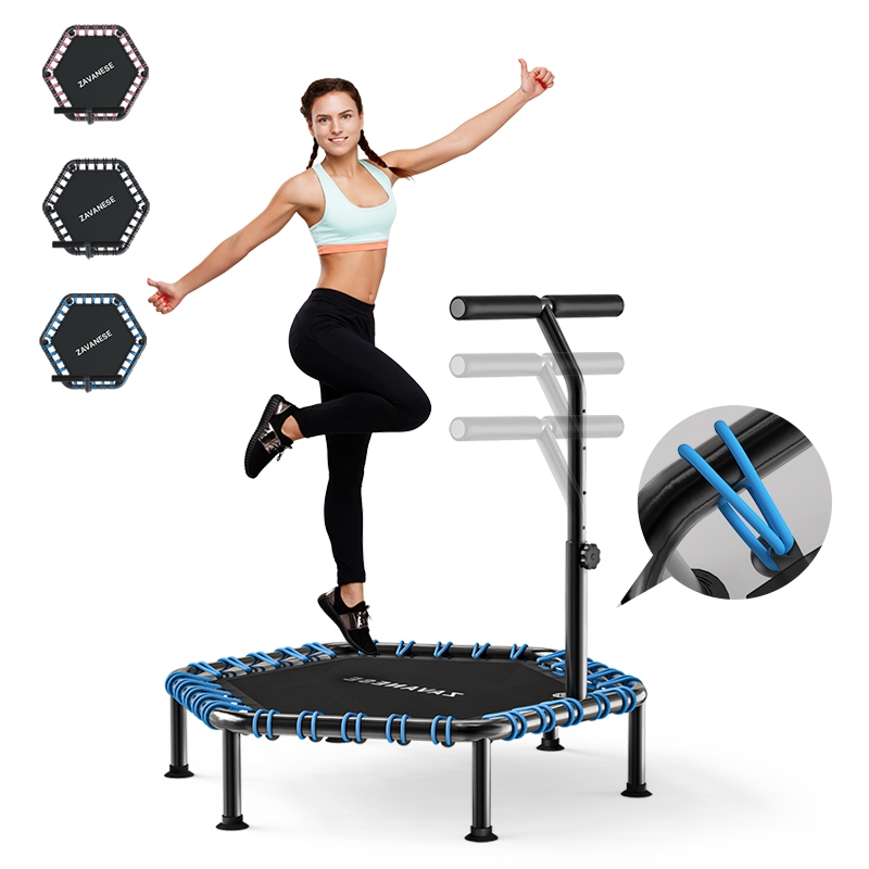 Jump Professional Trampoline with Reinforcement Hoop and Armrests With Gym Home Ap Load Capacity 250kg Mini Adjustable