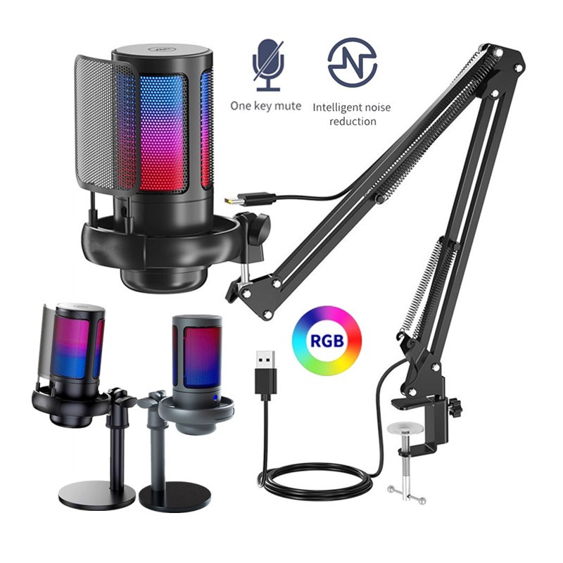 USB PC Gamer Microphone Condenser LED Mute Button Computer  Gaming Mic for Laptop/PS4/5 Streaming Podcast