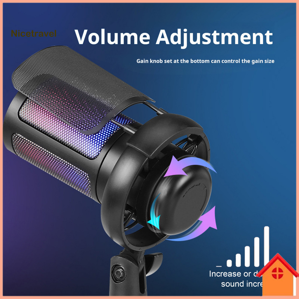 Mobile Gaming Microphone Usb with Tripod Stand Noise Reduction Rgb Light Gain Control Plug Play – Universal Mic for St