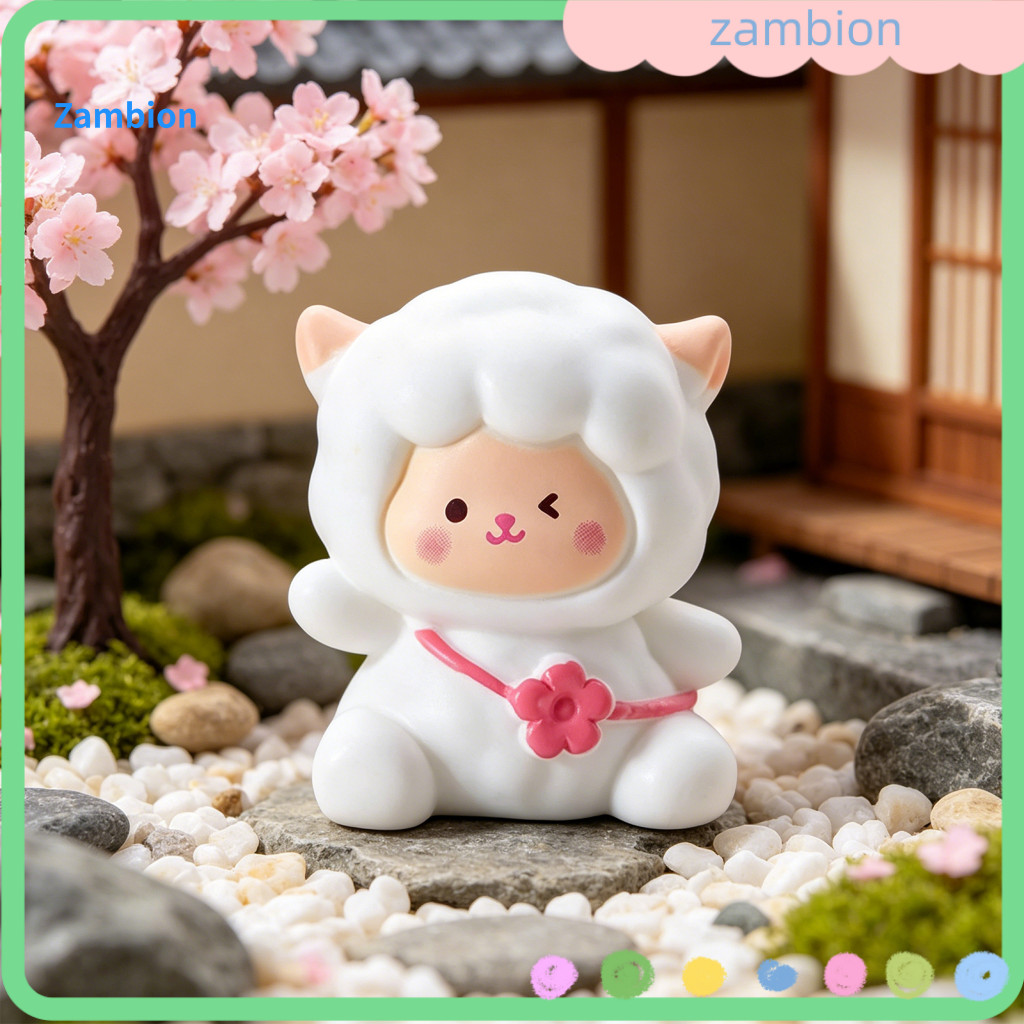 Sheep Resin Decor Ornaments 2pcs Mini White Figurines Small Lamb Animal Cute Tiny Desk Car Accessories Gift for Home Off