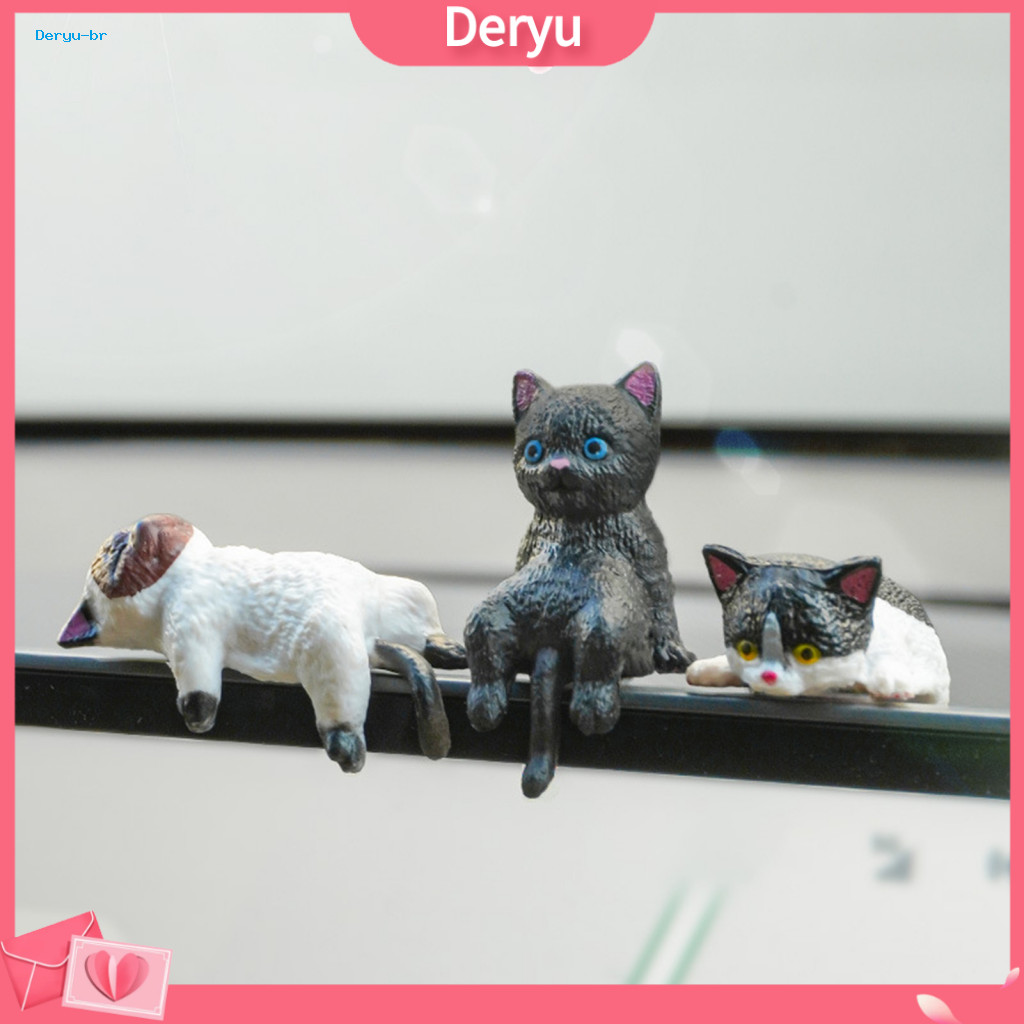 Mini Cat Figurine Computer Monitor Decoration Cute Cartoon Ornament – Small Kitten Desk Decor for Car Dashboard Home O