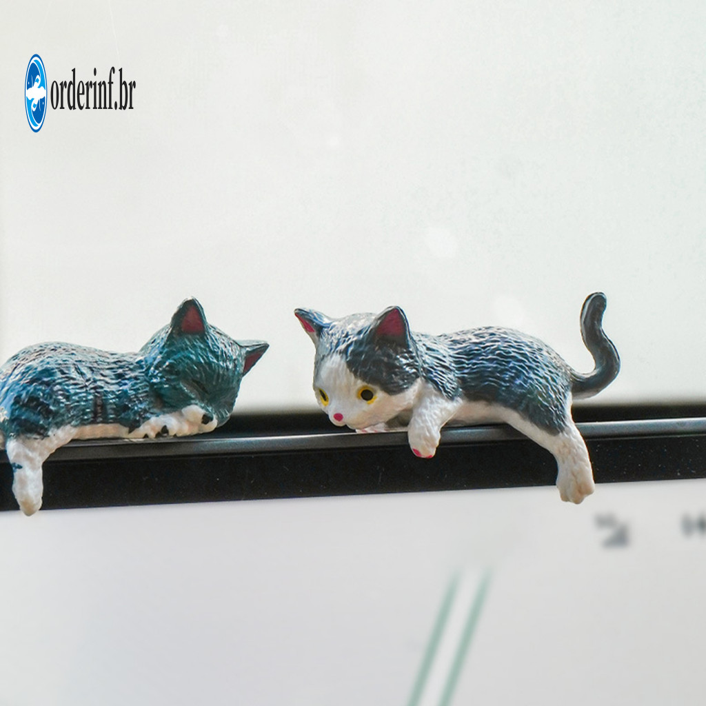 Cute Desk Cat Ornament Mini Figurine Cartoon Kitten for Car Dashboard Computer Monitor Home Office Decor – Small Adora