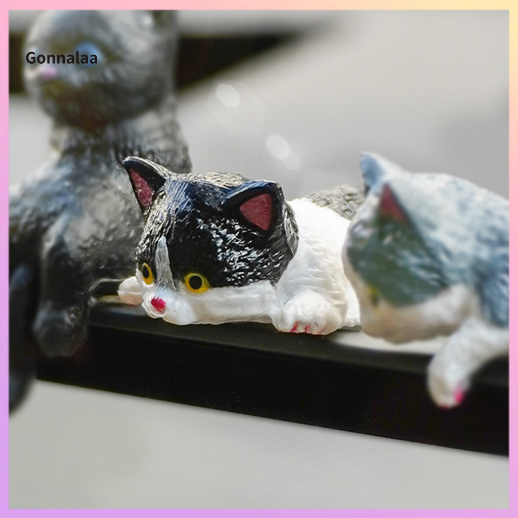 Mini Cute Cartoon Cat Figurine Small Kitten Ornament for Car Dashboard Computer Monitor Home Office Desk Decor – Adora