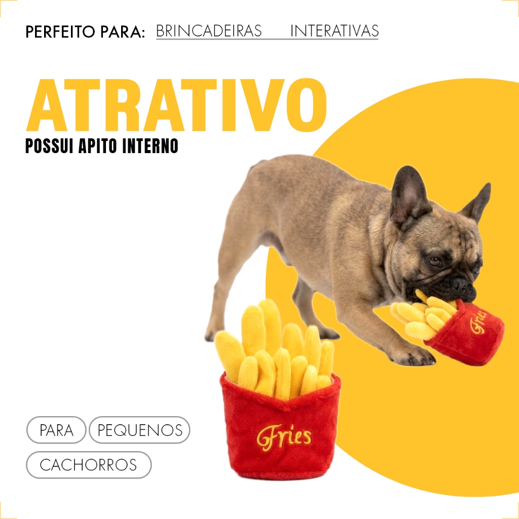 Brinquedo Para Cachorro Pelúcia Batata Frita Com Apito Fast Food Pet