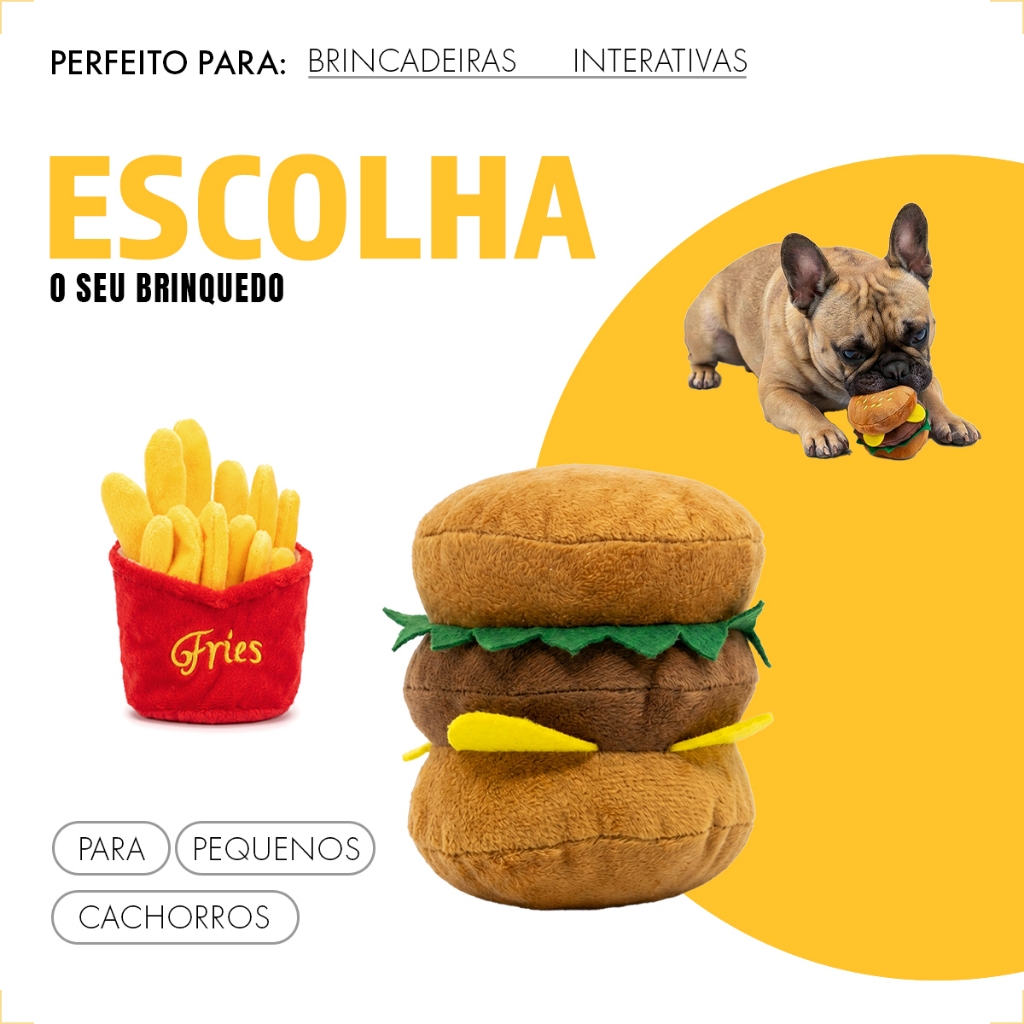 Pelúcia E Brinquedo Fast Food Diversão Para Pet Cães e Gatos